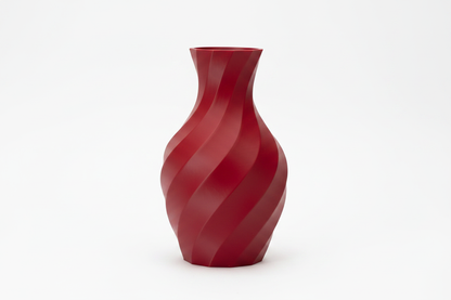 Red Spiral Twist Vase