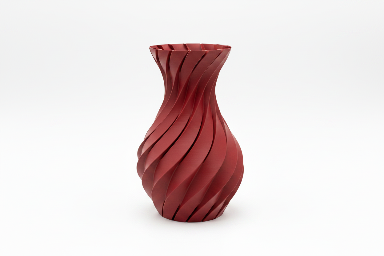 Red Spiral Twist Vase