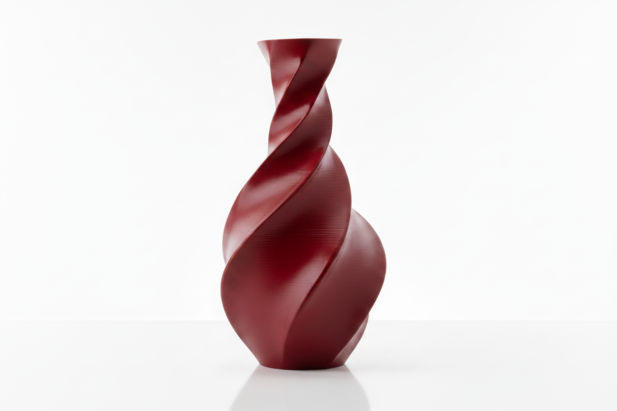 Red Twisted Spiral Vase - Lighter