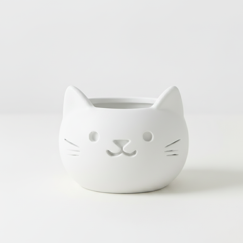 White Cat Planter