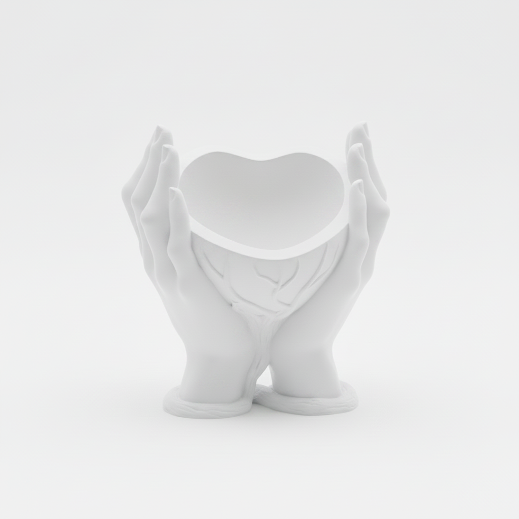 White Cupped Hands Planter
