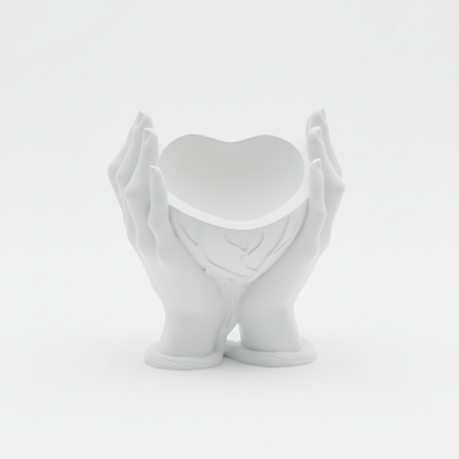 White Cupped Hands Planter