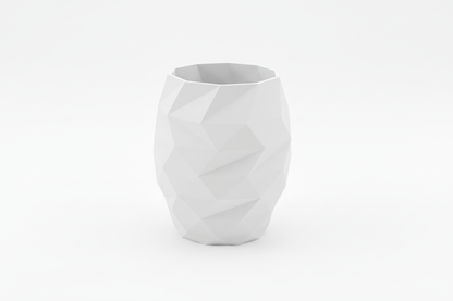 White Geometric Faceted Vase