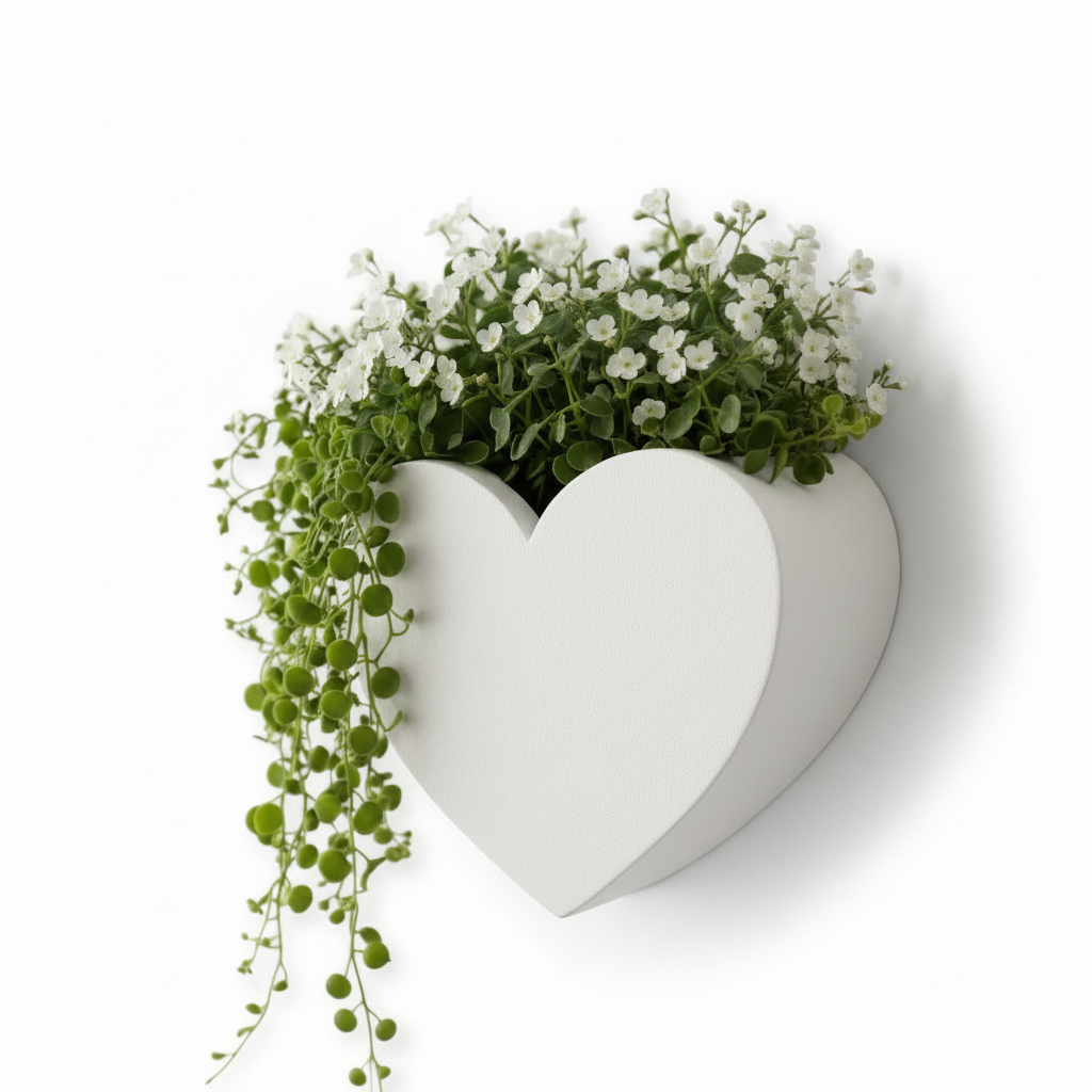 White Heart Wall Planter