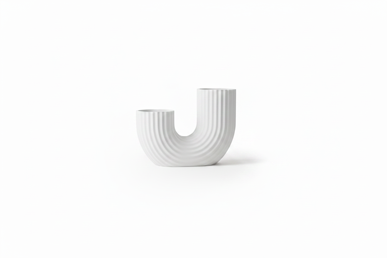 White Ribbed Arch Vase