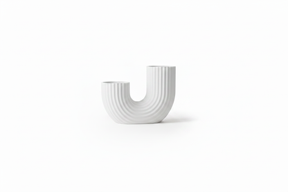 White Ribbed Arch Vase