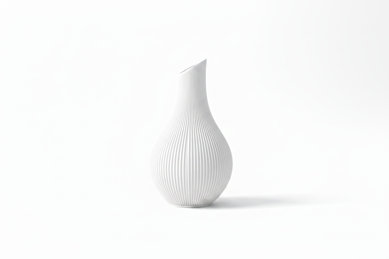 White Ribbed Vase