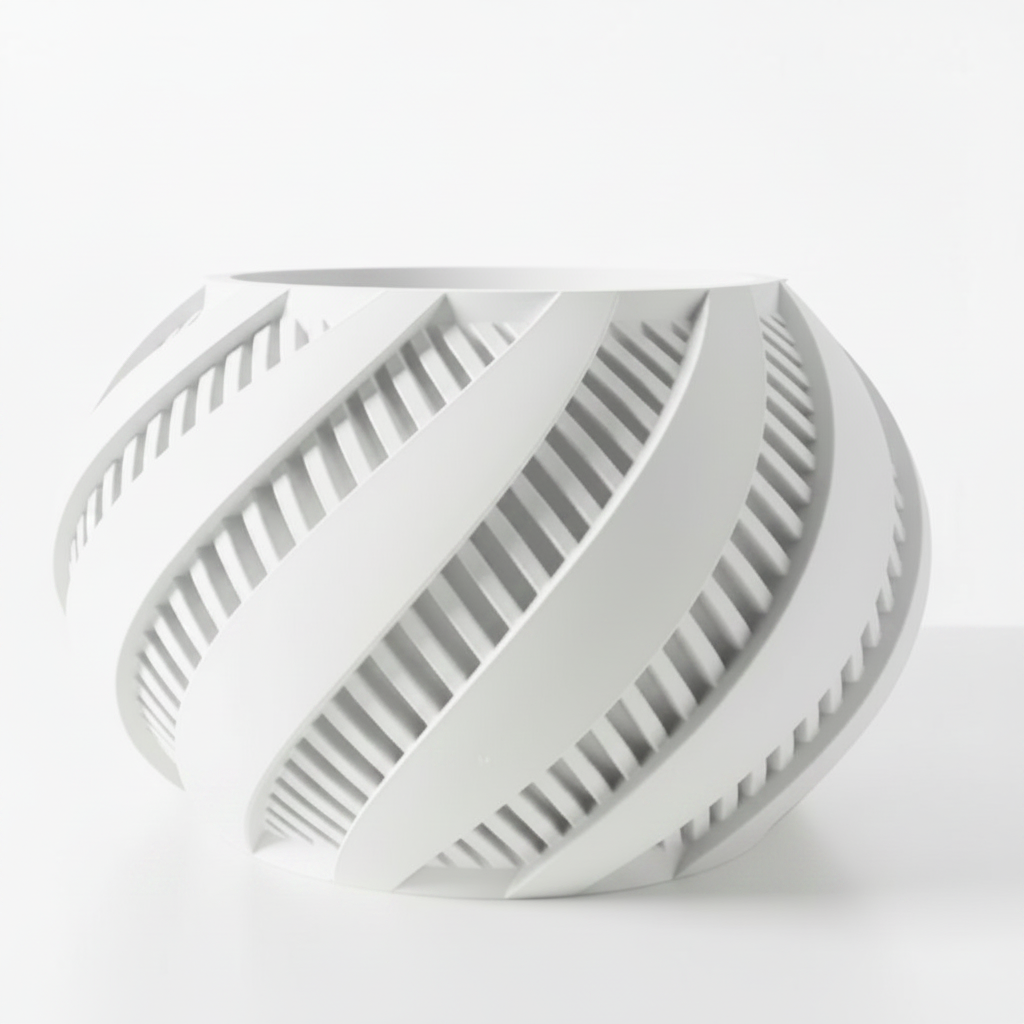 White Spiral Lattice Planter