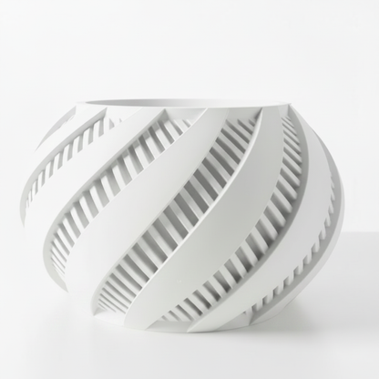 White Spiral Lattice Planter