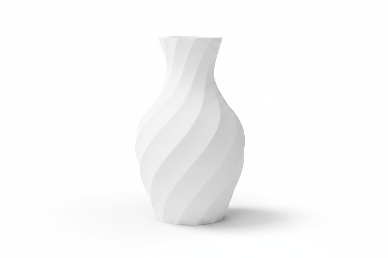 White Spiral Twist Vase
