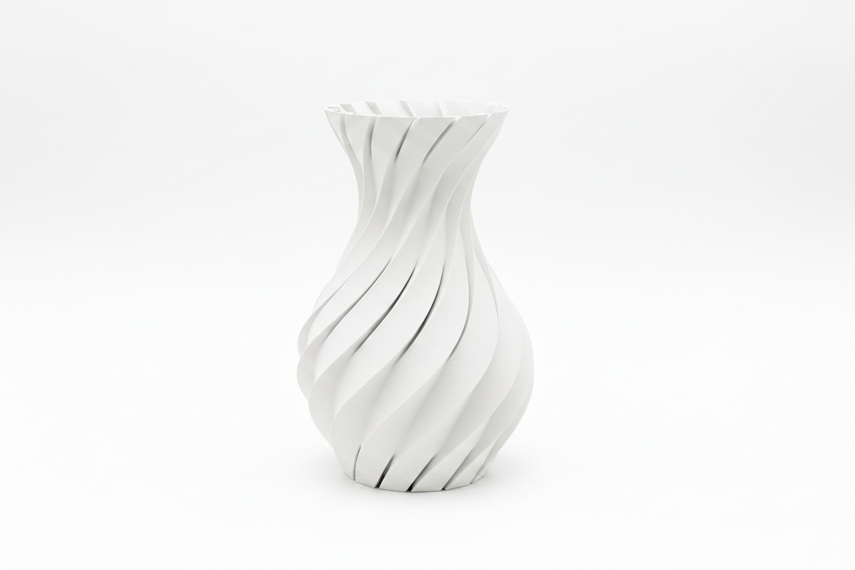 White Spiral Twist Vase