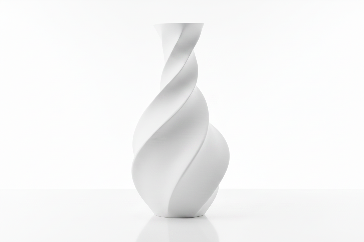 White Twisted Spiral Vase
