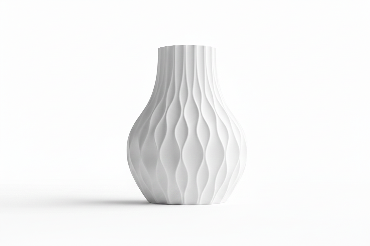 White Wave Ribbed Vase