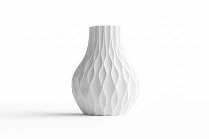 White Wave Ribbed Vase