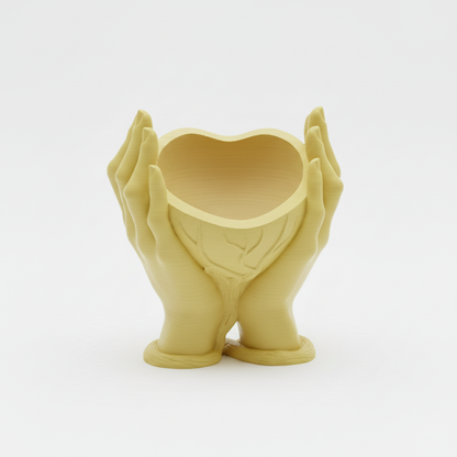 Yellow Cupped Hands Planter