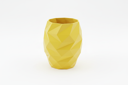Yellow Geometric Faceted Vase