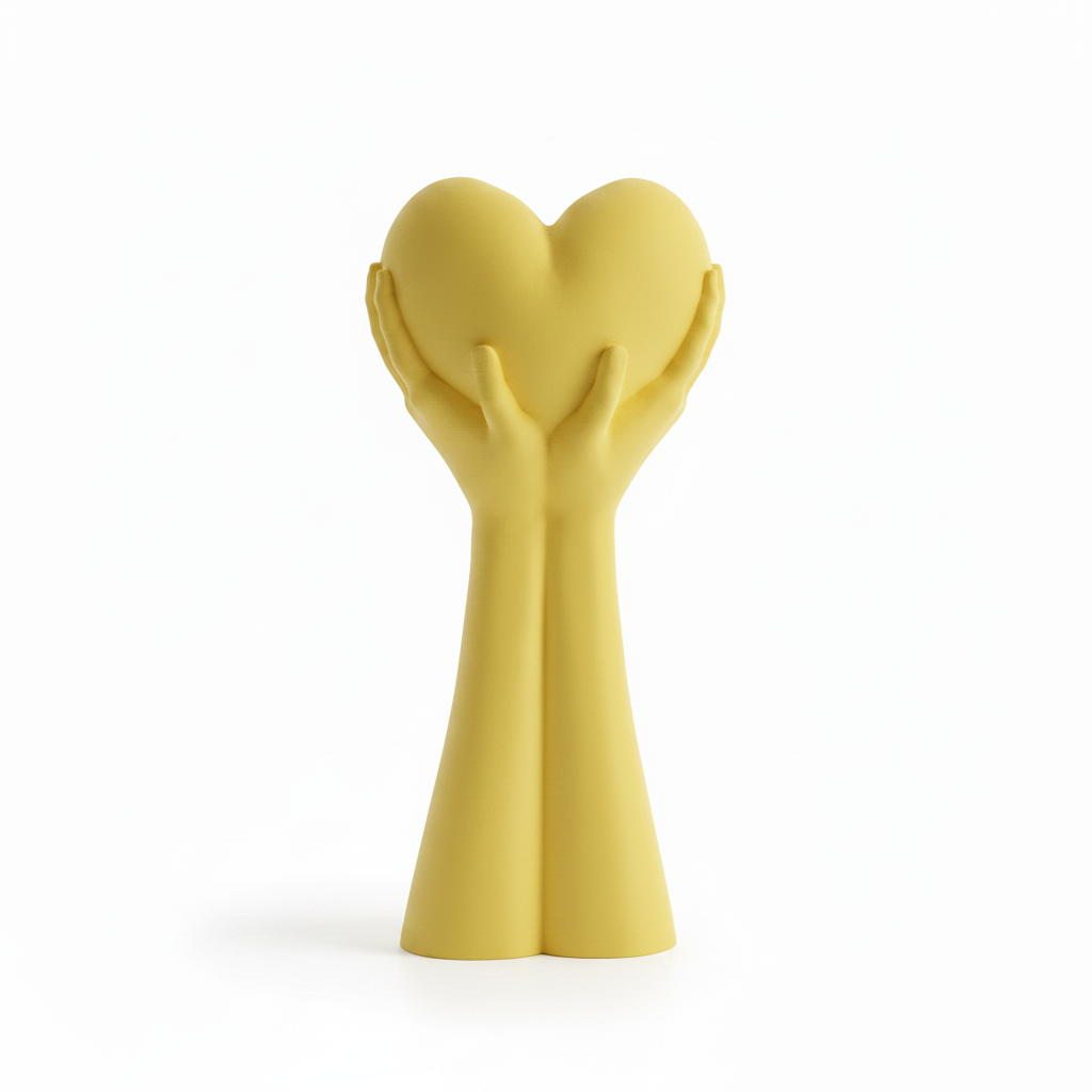 Yellow Hands Heart Sculpture