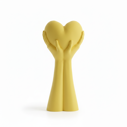 Yellow Hands Heart Sculpture