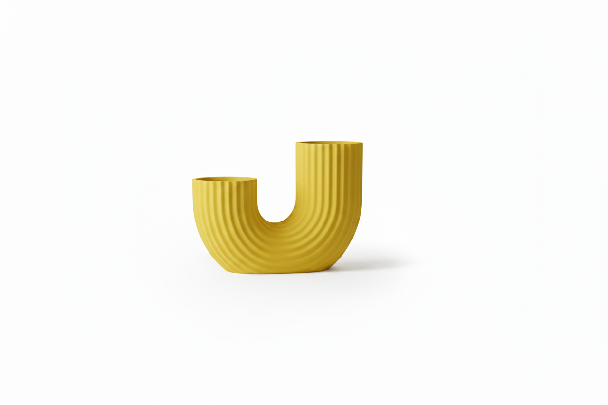 Yellow Ribbed Arch Vase