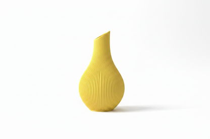 Yellow Ribbed Vase