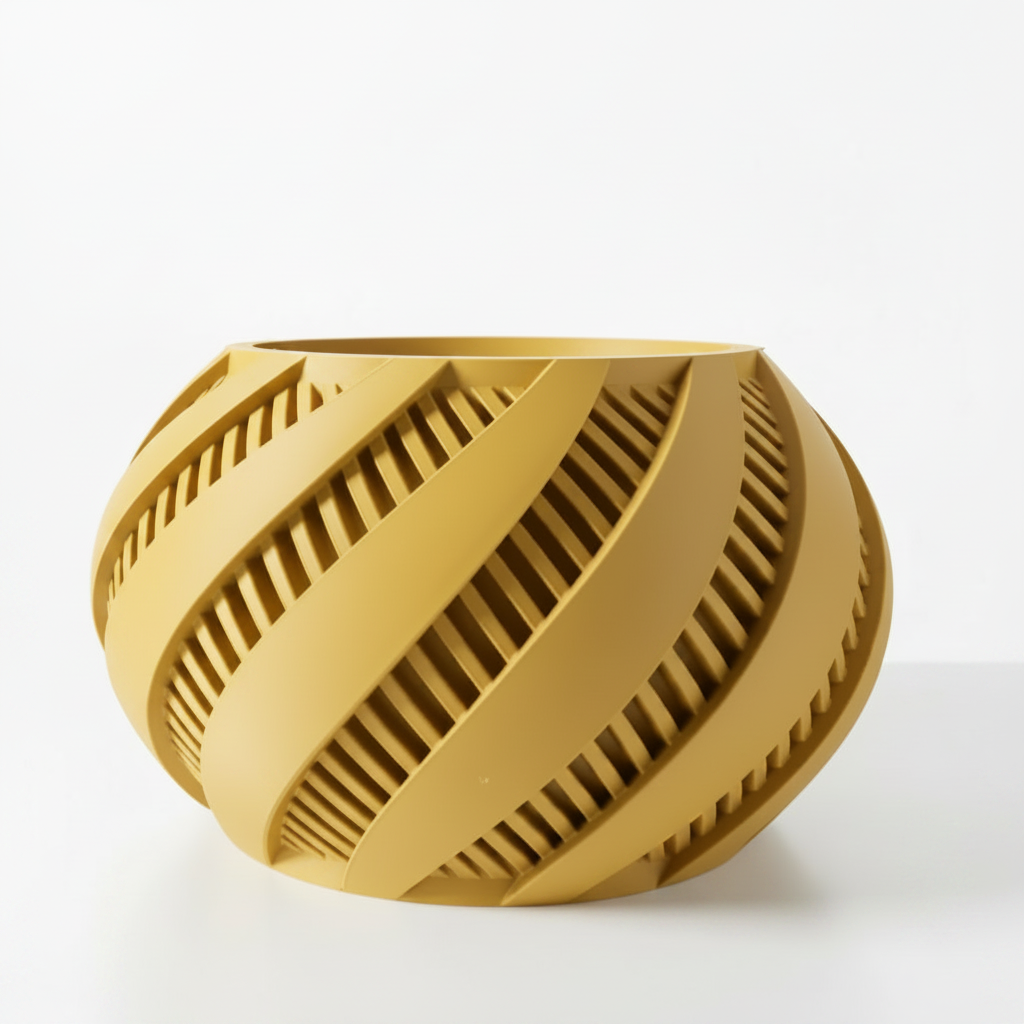 Yellow Spiral Lattice Planter