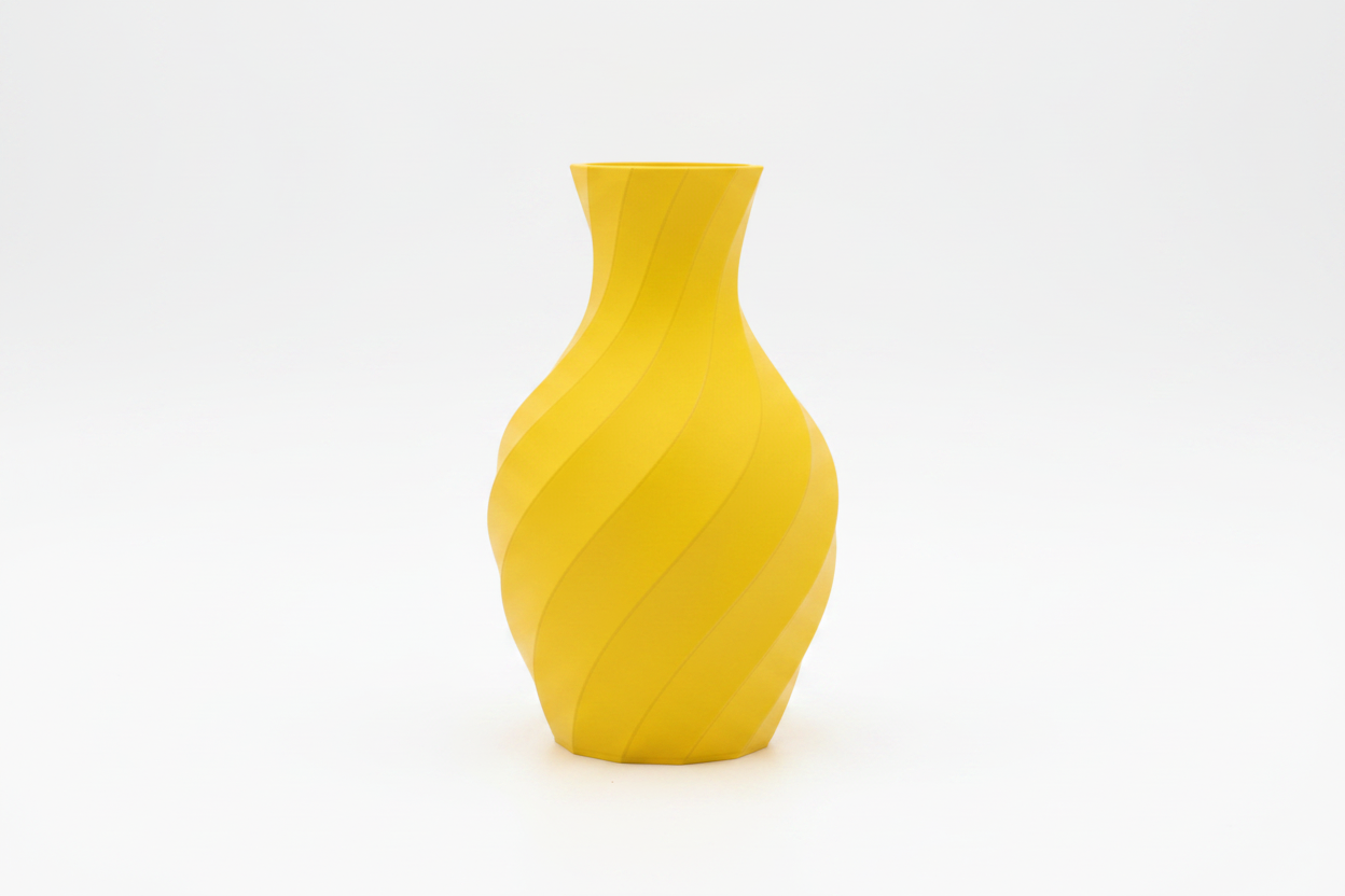 Yellow Spiral Twist Vase