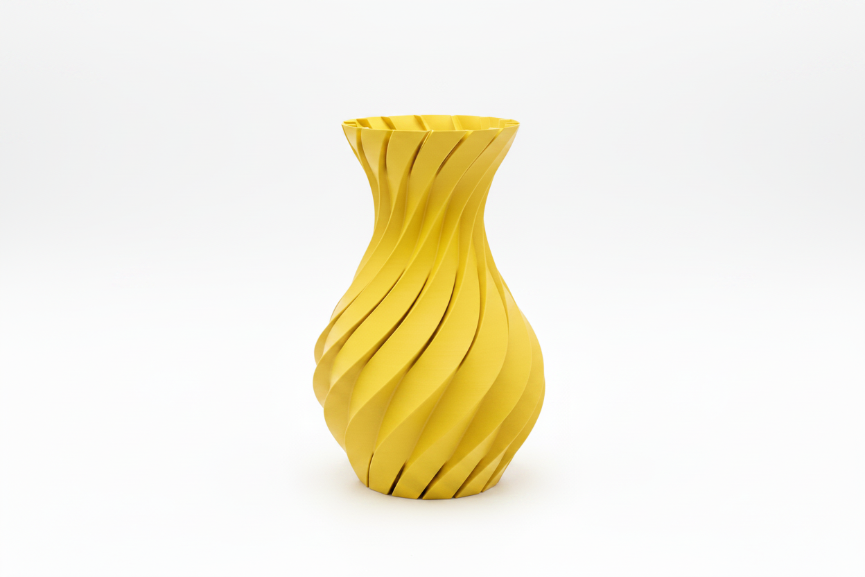 Yellow Spiral Twist Vase