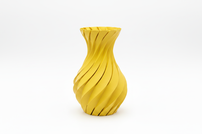 Yellow Spiral Twist Vase